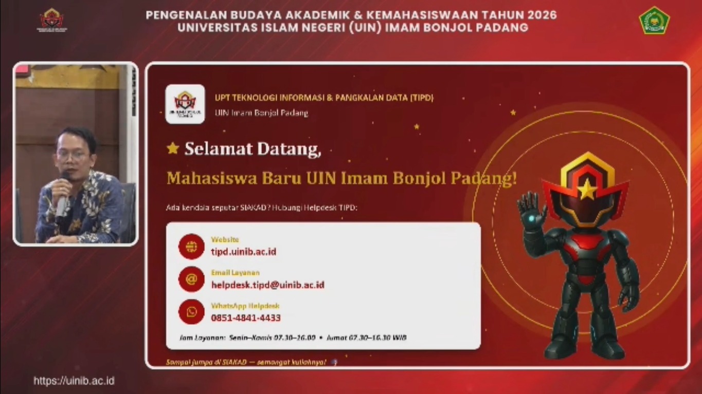 TIPD Perkenalkan SIAKAD kepada Mahasiswa Baru dalam Rangkaian PBAK UIN Imam Bonjol Padang 2026
